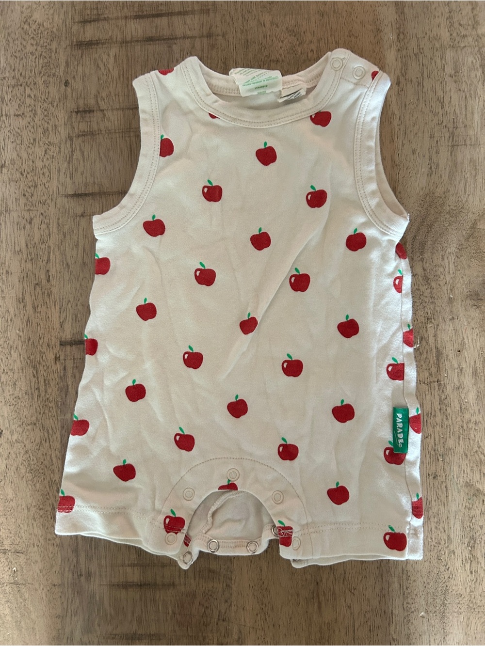 Parade Organic Sleeveless Apple Print Romper 3-6 months
